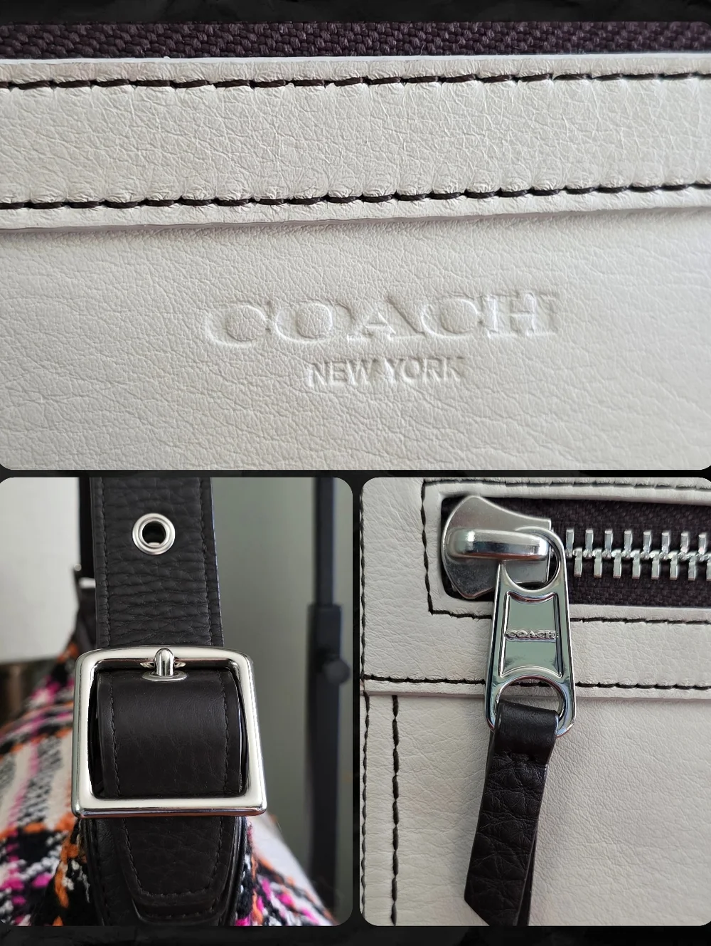 Coach Legacy 21146 Bouclé Leather Duffle Shoulder Bag Pink Black